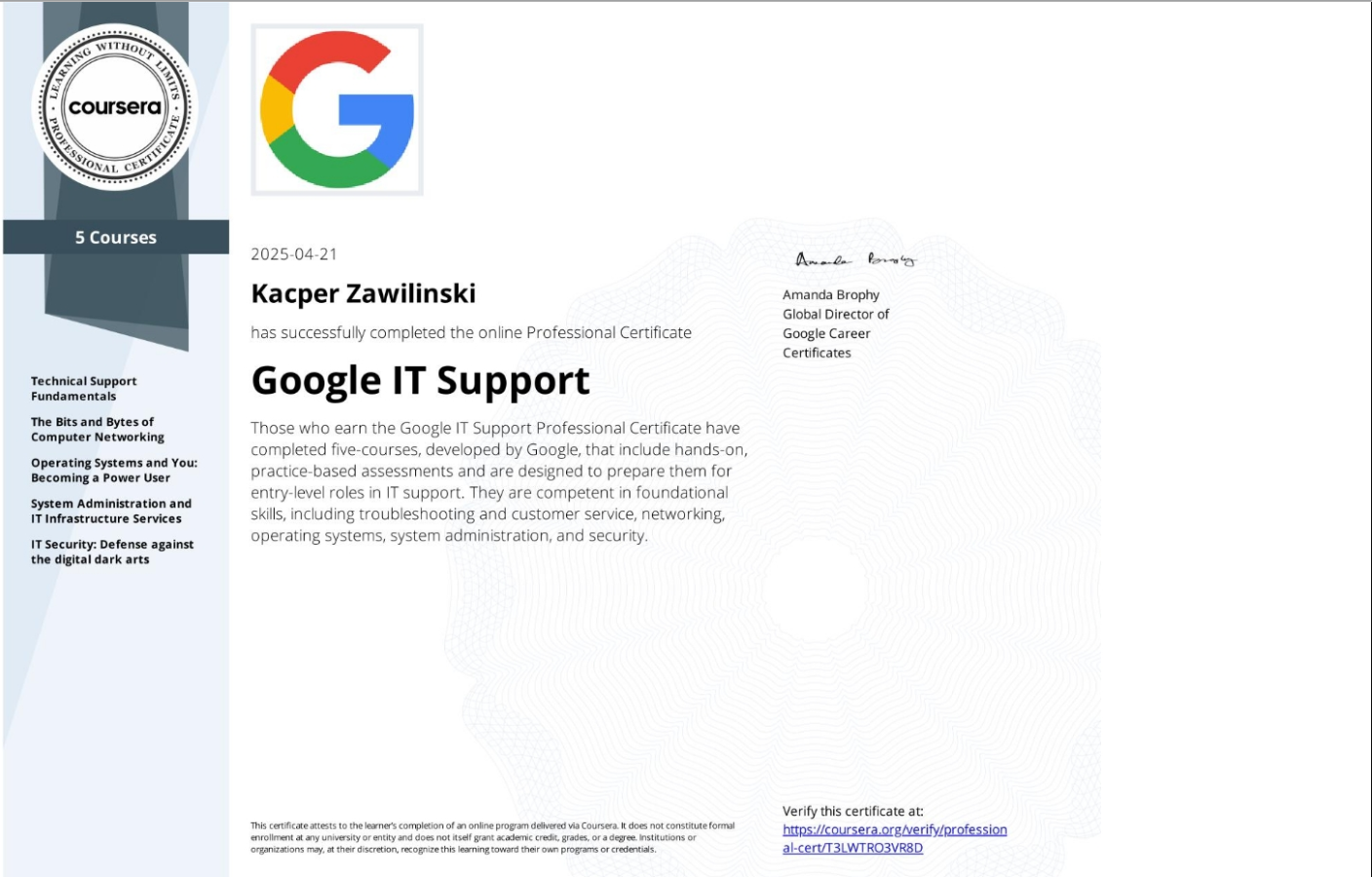 IT Support Certificate - Google